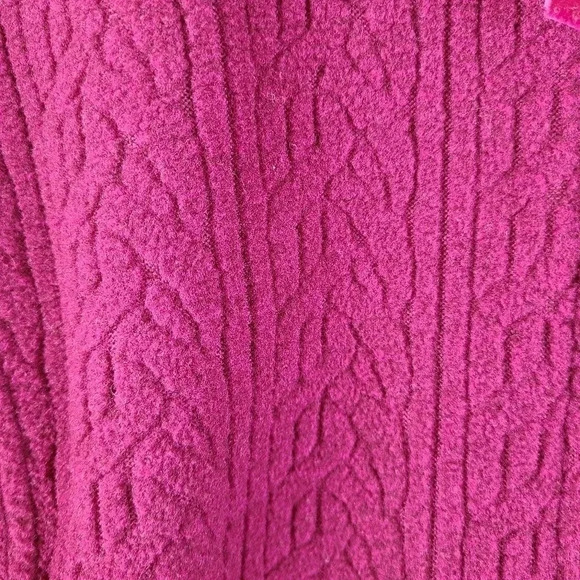 LL Bean women's cable knit 1/4 zip Pullover Sweater fleece collar and cuffs L - Picture 6 of 14